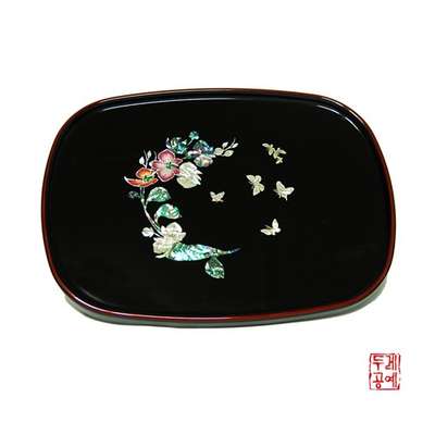 Flower and Butterfly Oval Tray Large