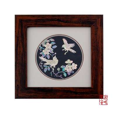 Floral and Bird Pattern Round Frame