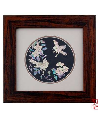 花鳥文円形フレーム
