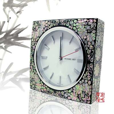 Mother-of-Pearl Lacquer Desk Clock - Square Large