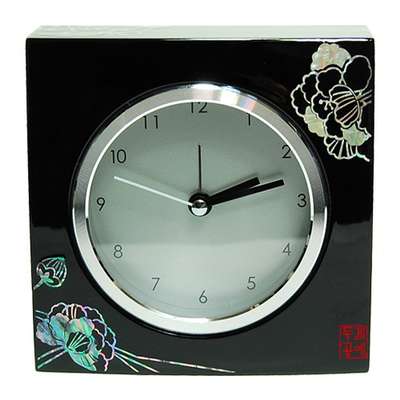 Mother-of-Pearl Inlaid Square Clock (Peony)