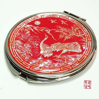 Round Hand Mirror (Large)_Cranes in Pairs