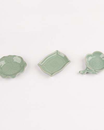 青磁伝統文様菓子皿 3種セット