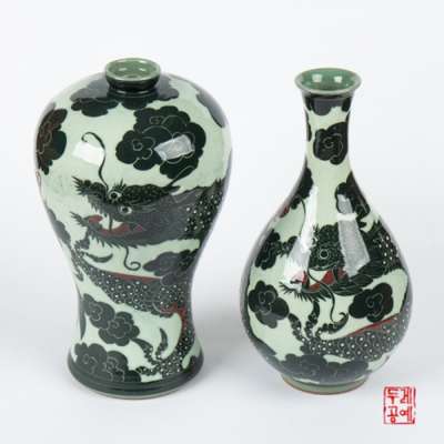 Celadon Cloud and Dragon Vase/Ewer