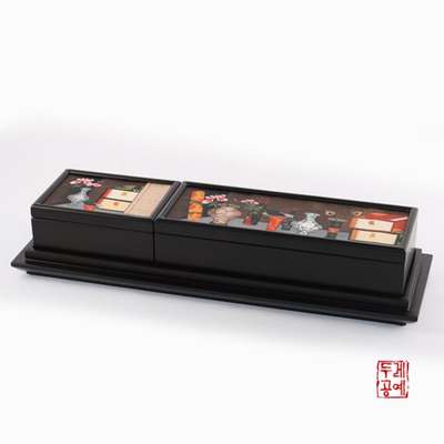 Traditional Korean Minhwa Business Card Case & Stationery Box Set