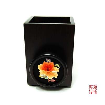 Round Memo & Pencil Holder - Hibiscus