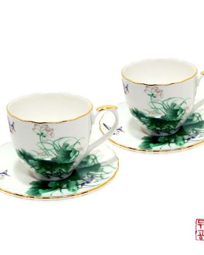 蓮花図 フラワー エスプレッソ コーヒーカップ セット 4p
