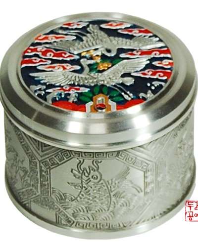 唐上官円形ジュエリーボックス(双鶴)文官手工芸品