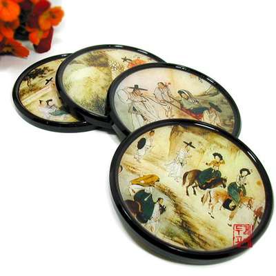 Shin Yun-bok Folk Painting Coasters - 4 Types