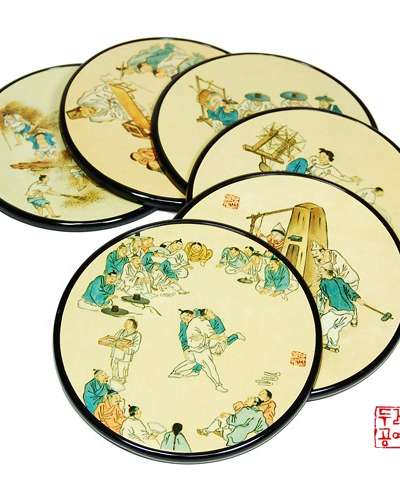 Genre Painting Coaster Set (Kim Hong-do) - 6 Types