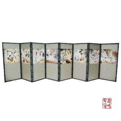Hyewon Shin Yun-bok Folk Painting Eight-Panel Screen