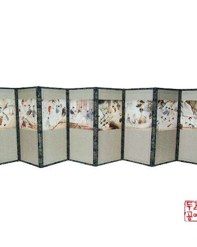 Hyewon Shin Yun-bok Folk Painting Eight-Panel Screen