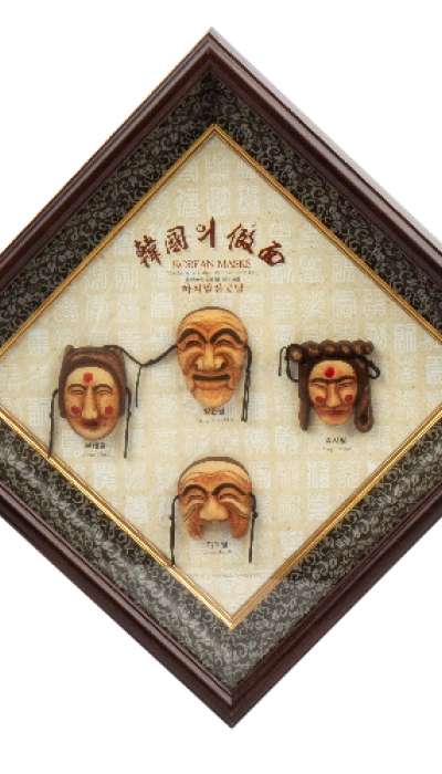 [Hahoe Byeolsin-gut Mask] Four-Mask Frame - Diamond Shape
