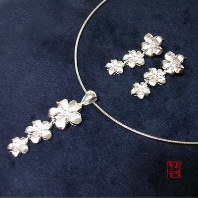 Three-Layer Flower Necklace and Earring Set