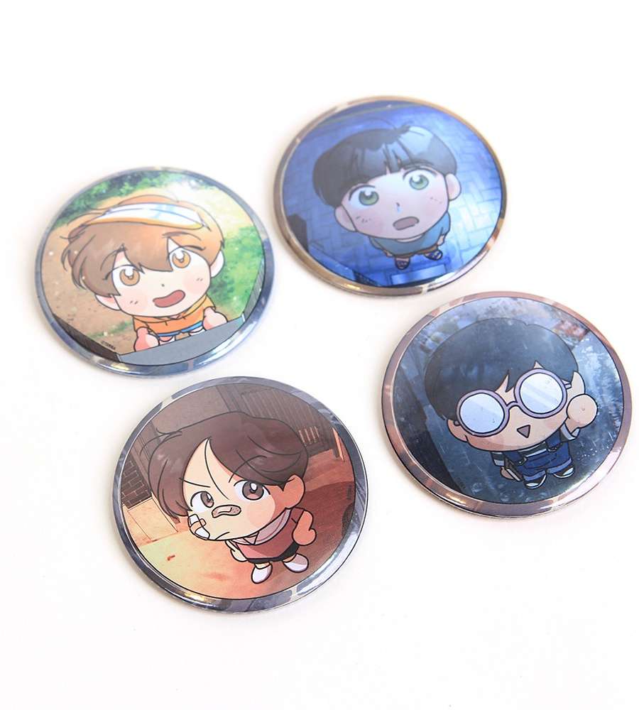 [Spinach Bouquet] Round Pin Button 75mm 4 Types | Webtoon Goods